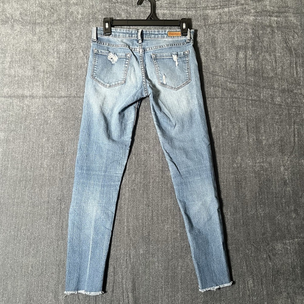 Cafe Denim Womens Skinny Jeans Size 5/6 Distressed Ripped Medium Wash Raw Hem - Picture 2 of 10